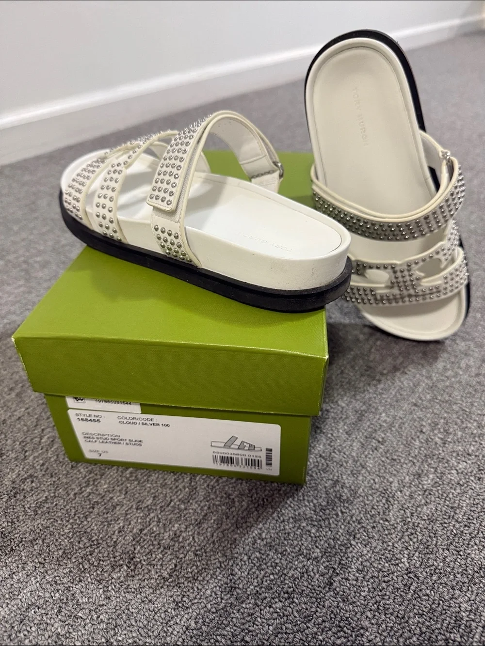 Tory Burch INES stud sport slides size 7
